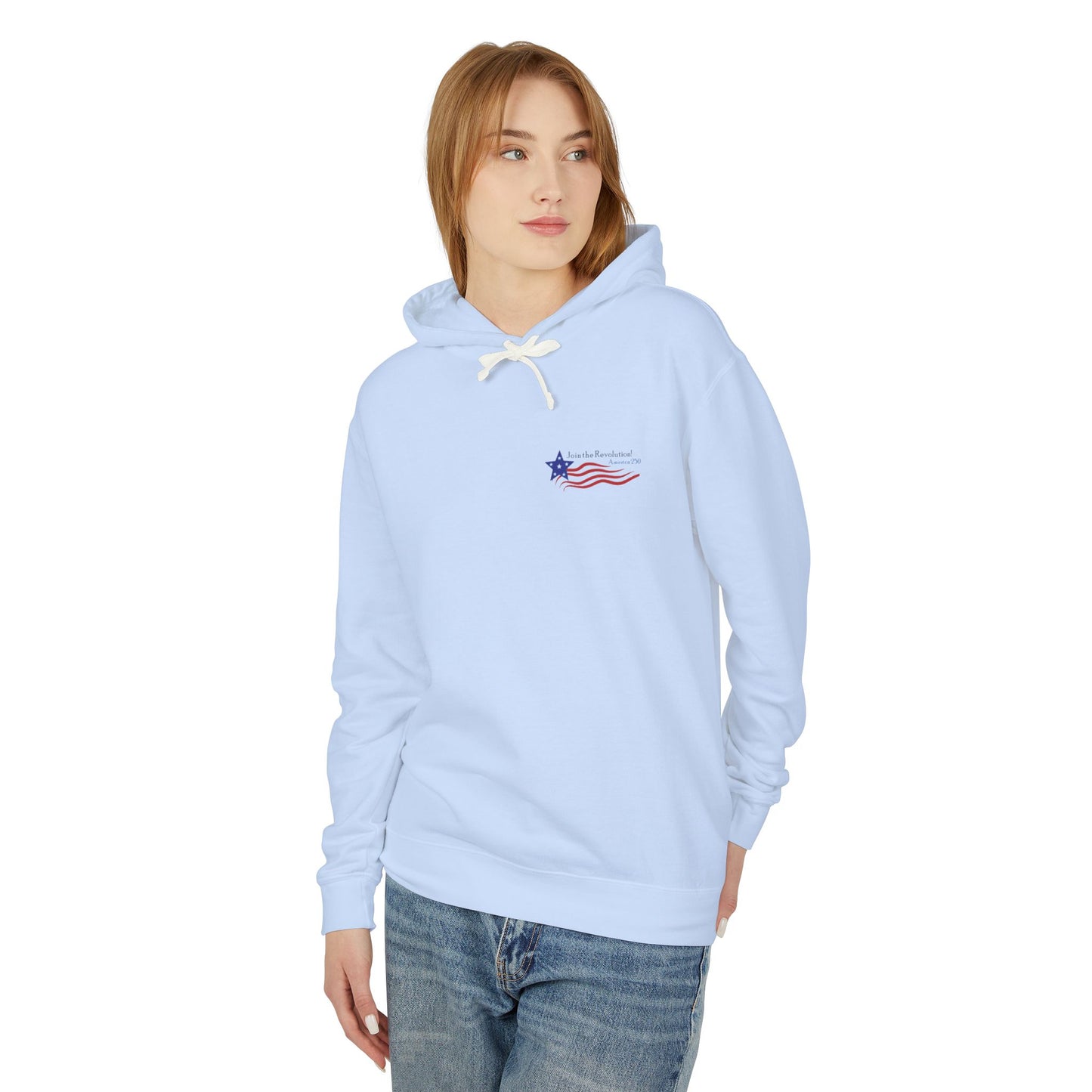 Patriotic Unisex Lightweight Hooded Sweatshirt - Join the Revolution! USA 250, Casual Wear, Gift for Patriots, Fourth of July, Memorial Day
