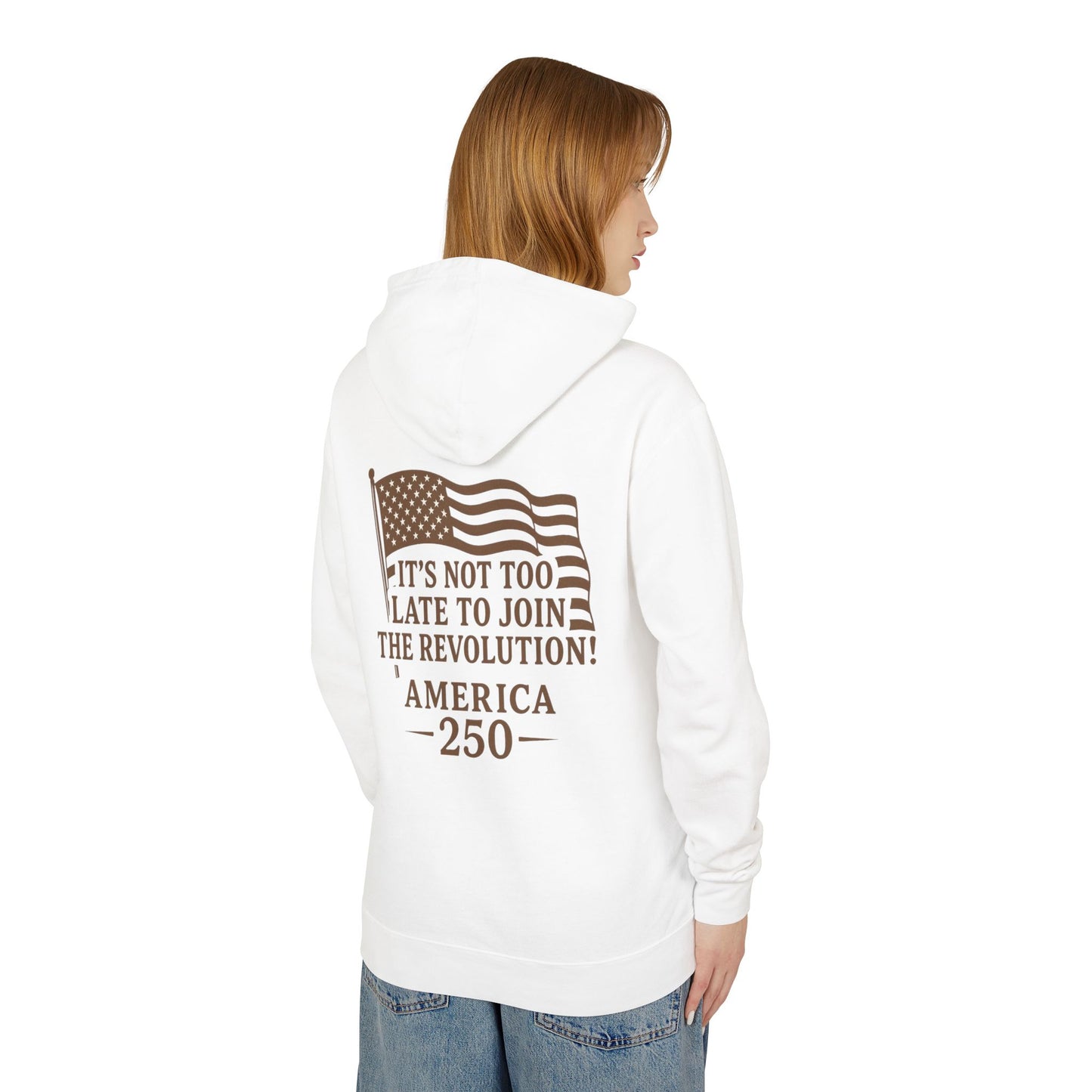 Patriotic Unisex Lightweight Hooded Sweatshirt - Join the Revolution! USA 250, Casual Wear, Gift for Patriots, Fourth of July, Memorial Day