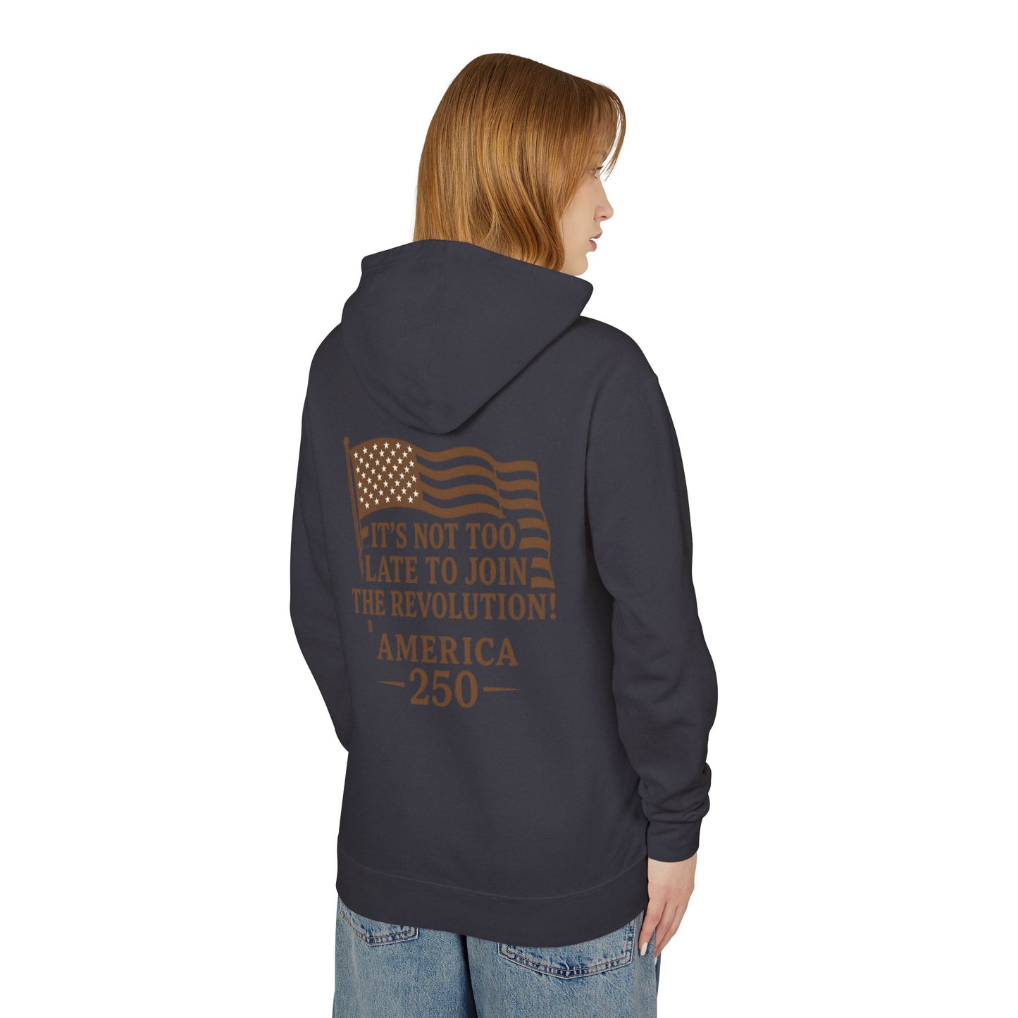 Patriotic Unisex Lightweight Hooded Sweatshirt - Join the Revolution! USA 250, Casual Wear, Gift for Patriots, Fourth of July, Memorial Day