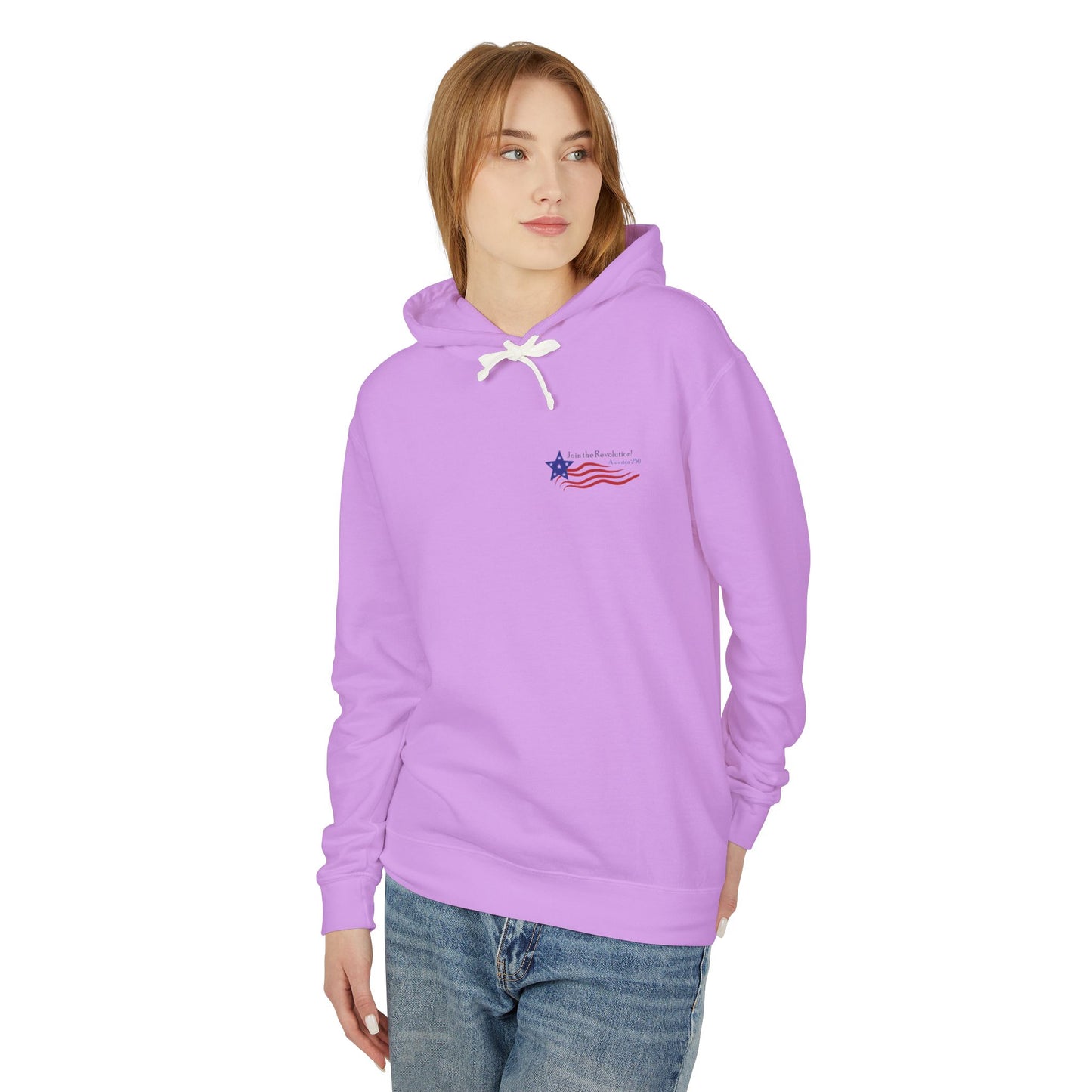 Patriotic Unisex Lightweight Hooded Sweatshirt - Join the Revolution! USA 250, Casual Wear, Gift for Patriots, Fourth of July, Memorial Day