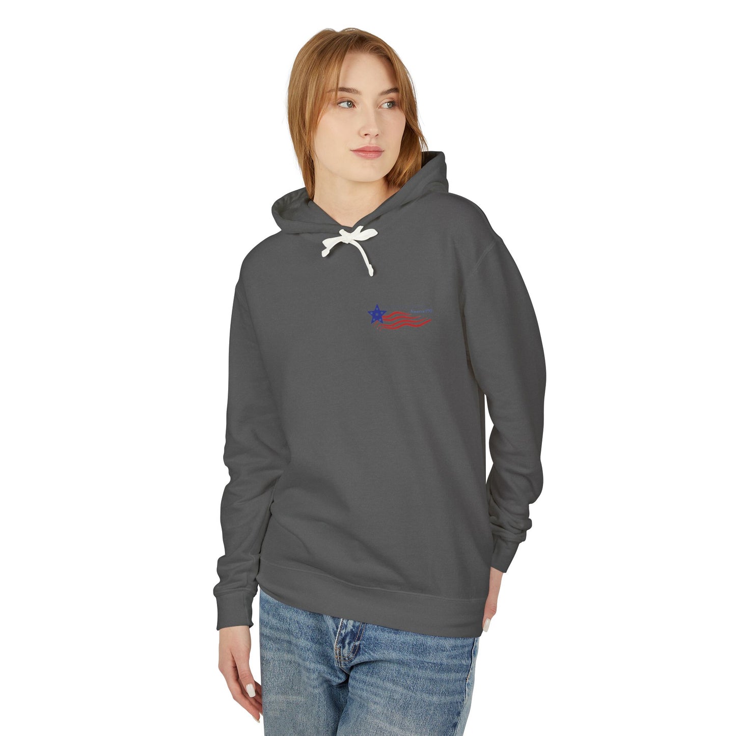 Patriotic Unisex Lightweight Hooded Sweatshirt - Join the Revolution! USA 250, Casual Wear, Gift for Patriots, Fourth of July, Memorial Day