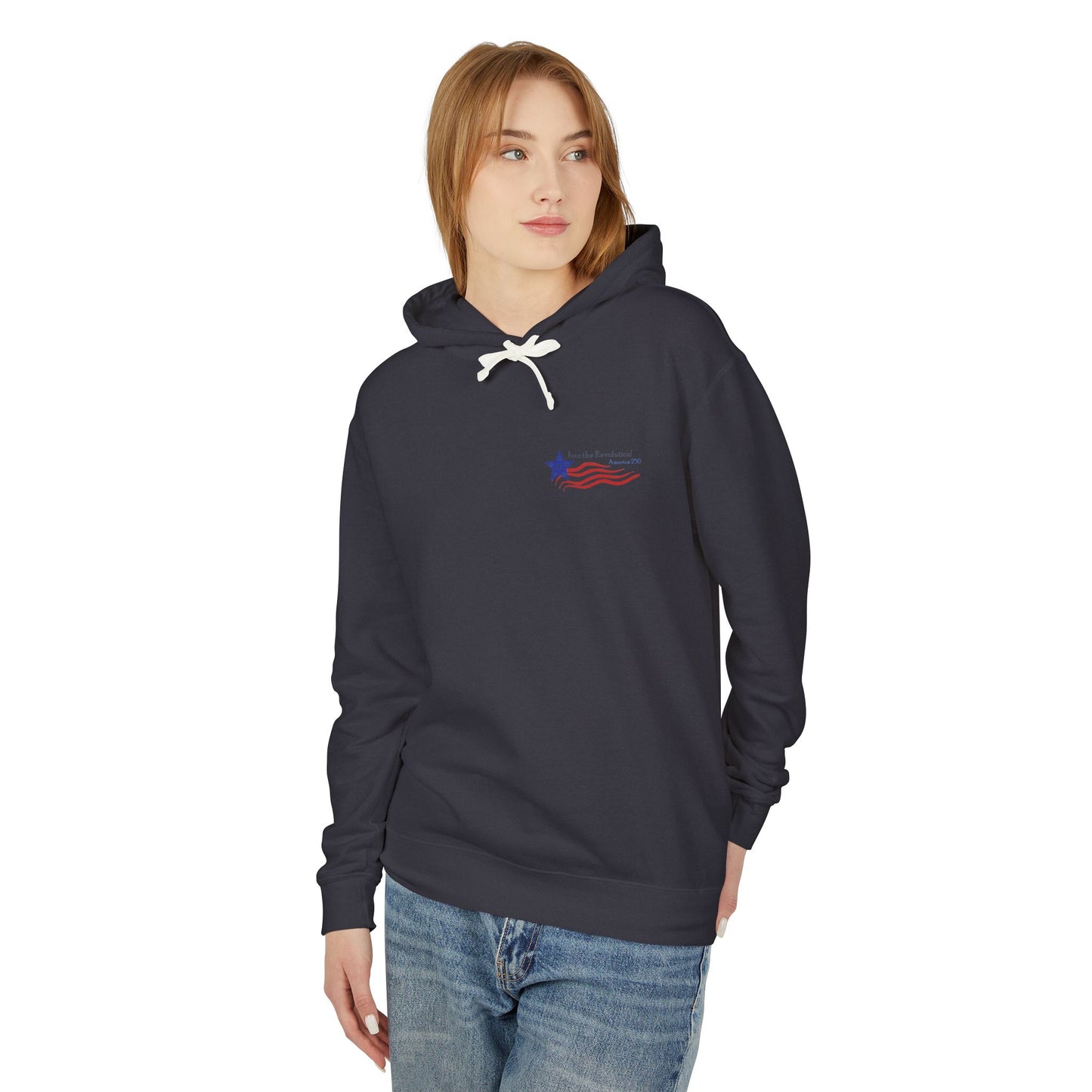 Patriotic Unisex Lightweight Hooded Sweatshirt - Join the Revolution! USA 250, Casual Wear, Gift for Patriots, Fourth of July, Memorial Day