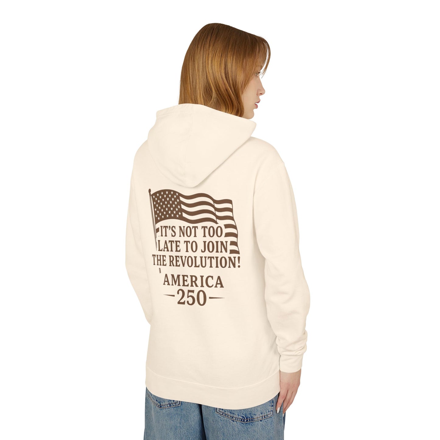 Patriotic Unisex Lightweight Hooded Sweatshirt - Join the Revolution! USA 250, Casual Wear, Gift for Patriots, Fourth of July, Memorial Day