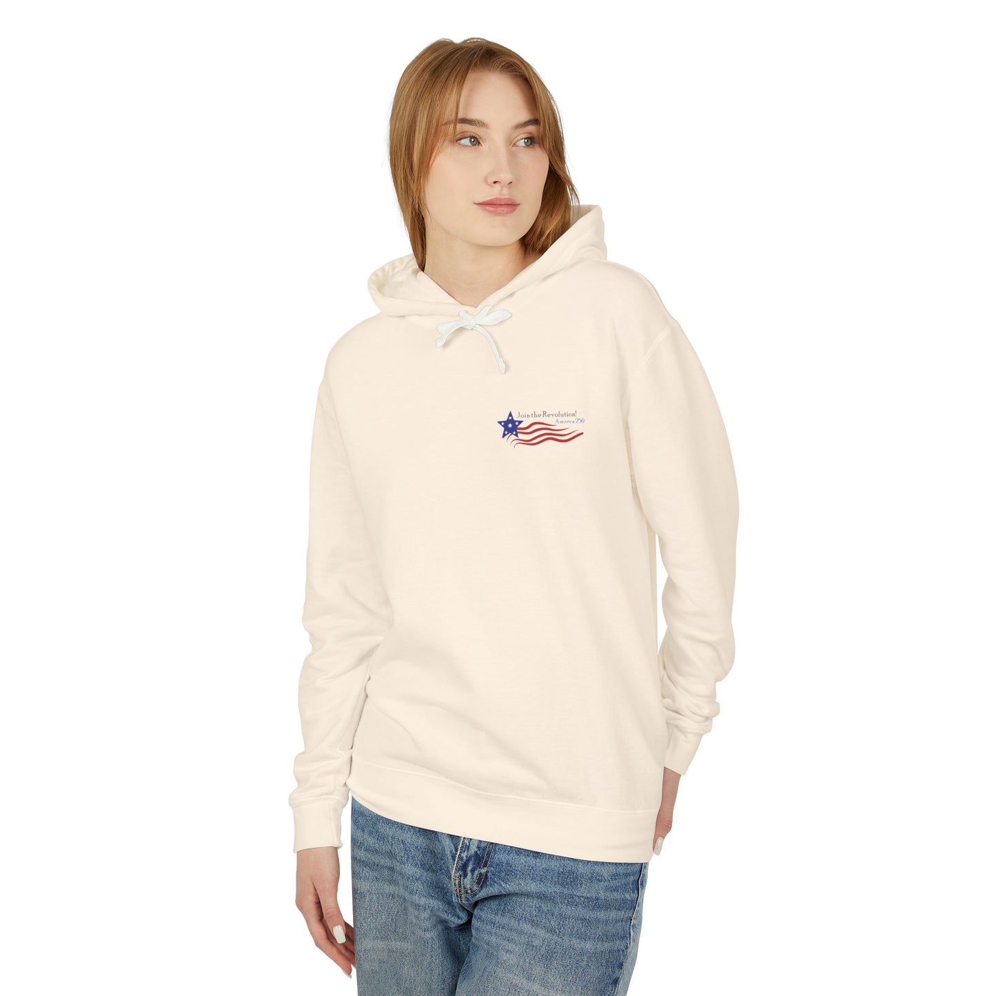 Patriotic Unisex Lightweight Hooded Sweatshirt - Join the Revolution! USA 250, Casual Wear, Gift for Patriots, Fourth of July, Memorial Day