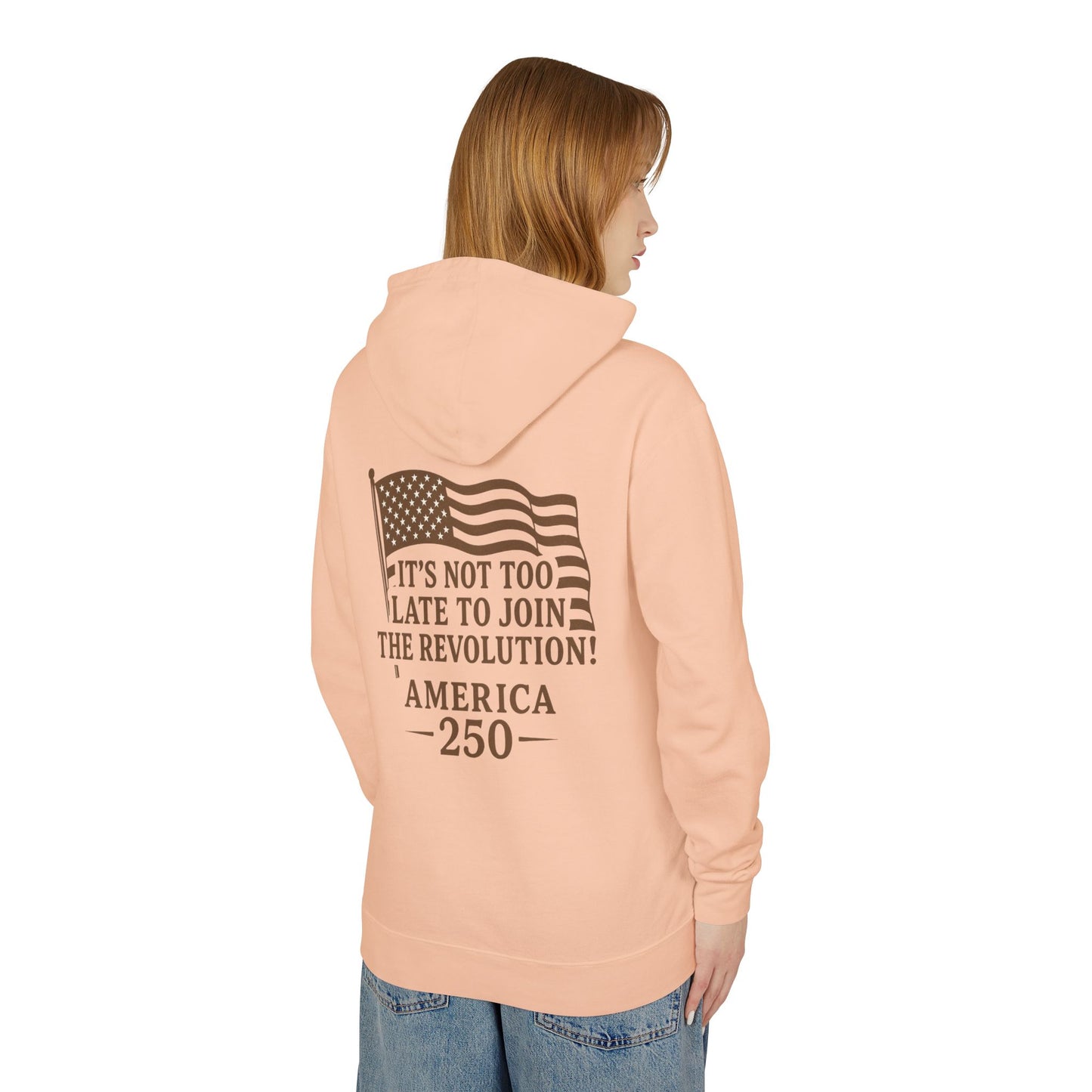 Patriotic Unisex Lightweight Hooded Sweatshirt - Join the Revolution! USA 250, Casual Wear, Gift for Patriots, Fourth of July, Memorial Day