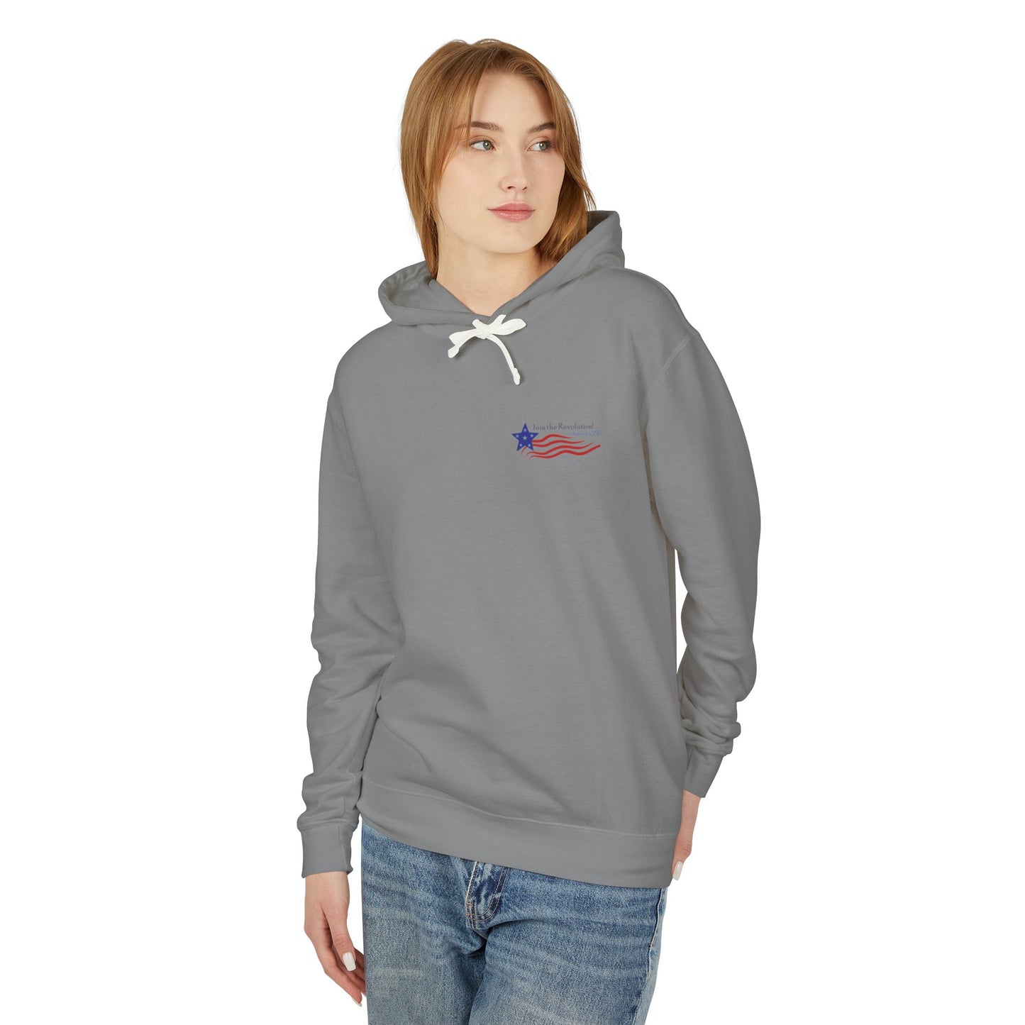 Patriotic Unisex Lightweight Hooded Sweatshirt - Join the Revolution! USA 250, Casual Wear, Gift for Patriots, Fourth of July, Memorial Day