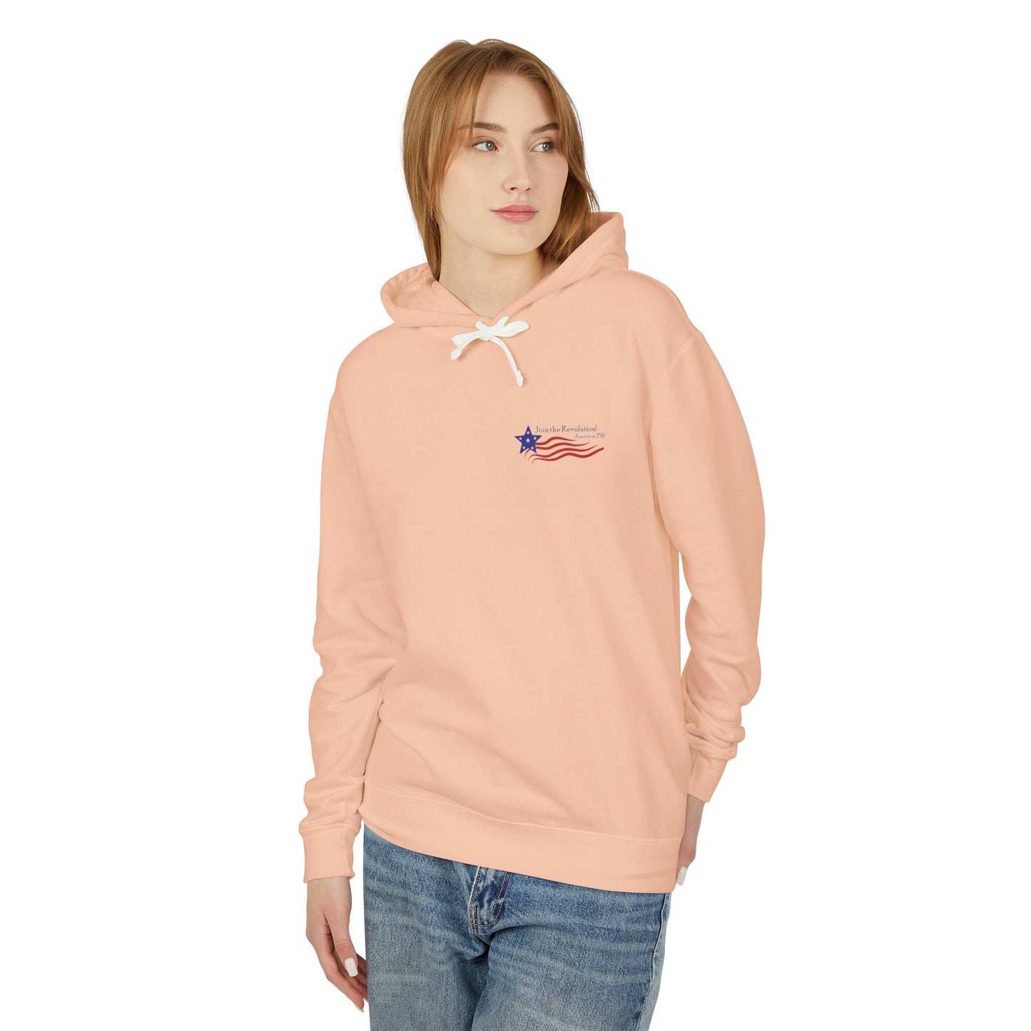 Patriotic Unisex Lightweight Hooded Sweatshirt - Join the Revolution! USA 250, Casual Wear, Gift for Patriots, Fourth of July, Memorial Day
