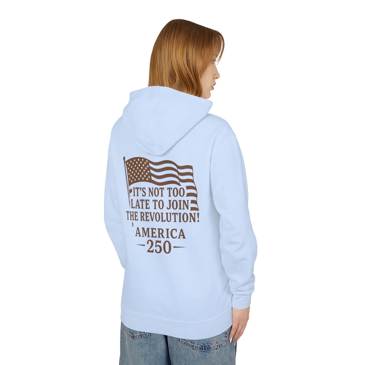 Patriotic Unisex Lightweight Hooded Sweatshirt - Join the Revolution! USA 250, Casual Wear, Gift for Patriots, Fourth of July, Memorial Day