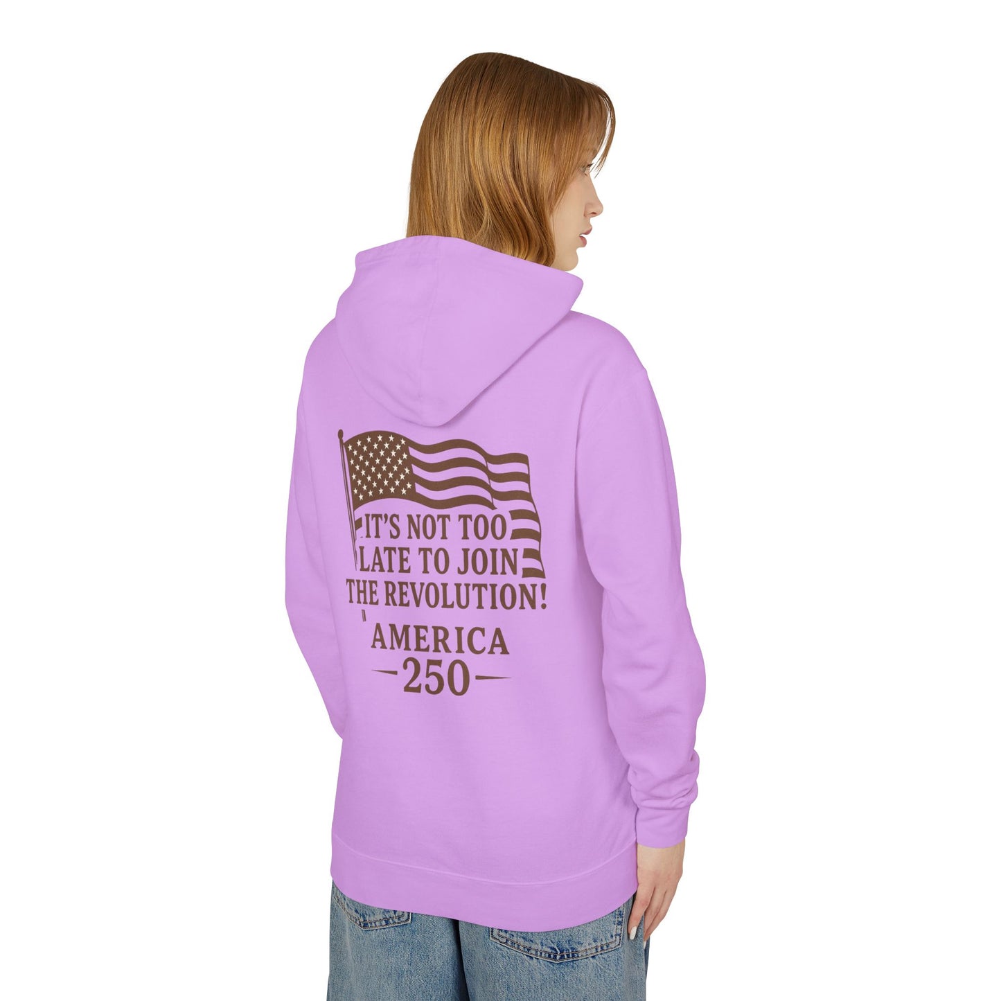 Patriotic Unisex Lightweight Hooded Sweatshirt - Join the Revolution! USA 250, Casual Wear, Gift for Patriots, Fourth of July, Memorial Day