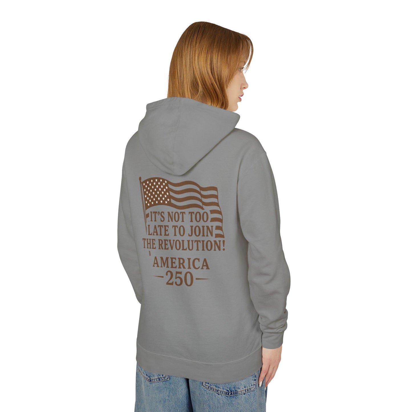Patriotic Unisex Lightweight Hooded Sweatshirt - Join the Revolution! USA 250, Casual Wear, Gift for Patriots, Fourth of July, Memorial Day