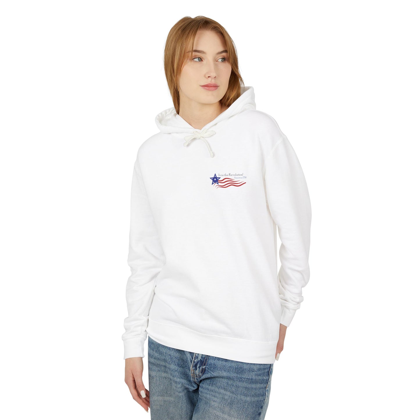 Patriotic Unisex Lightweight Hooded Sweatshirt - Join the Revolution! USA 250, Casual Wear, Gift for Patriots, Fourth of July, Memorial Day