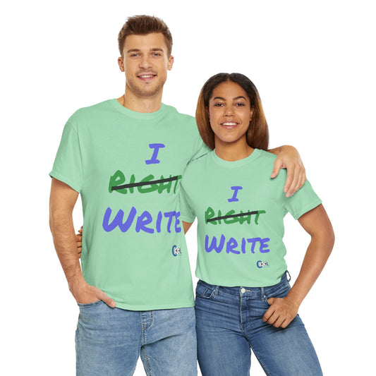 Unisex Heavy Cotton Tee - I Right Write, Funny Writing Gift, Creative Writer Shirt, Humor Tee, Gift for Authors, Birthday Present