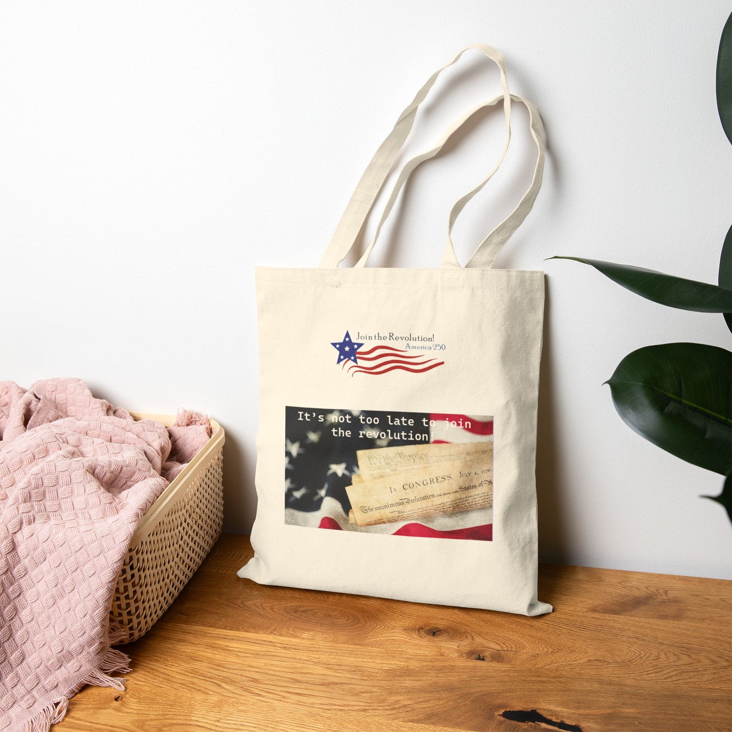 Patriotic Vintage Tote Bag  "It's Not too Late to Join the Revolution"