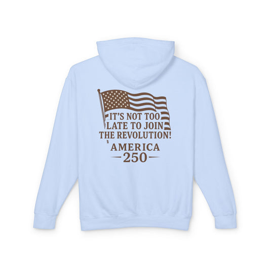 Patriotic Unisex Lightweight Hooded Sweatshirt - Join the Revolution! USA 250, Casual Wear, Gift for Patriots, Fourth of July, Memorial Day